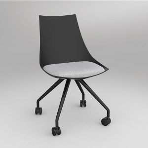 Meeting Guest Chair Castor Base Black Shell Ash Grey Felt Seat