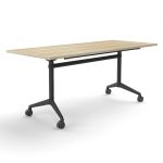 Mobile Flip Top Table Rectangluar Black Frame Oak Top Xchange Design Australia