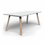 Plank Meeting Table Rectangle Oak Legs White Top Xchange Design Australia