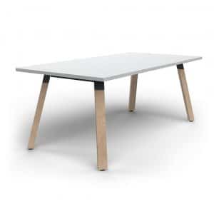 Plank Meeting Table Rectangle Oak Legs White Top Xchange Design Australia