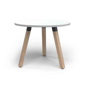 Plank Meeting Table Round Oak Legs White top