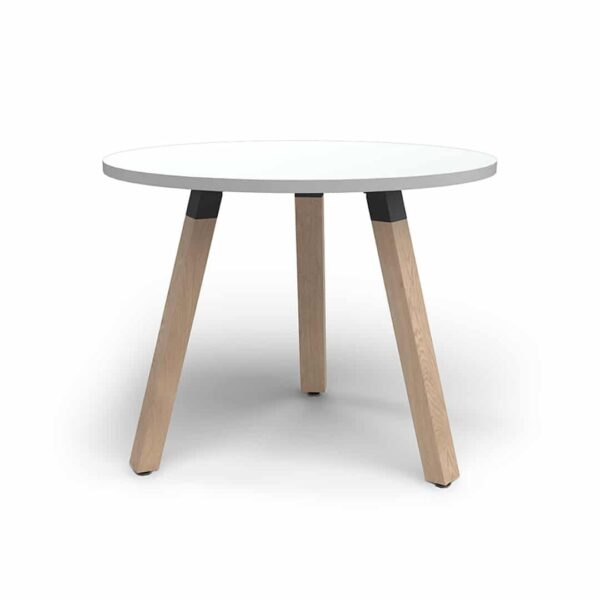 Plank Meeting Table Round Oak Legs White Top