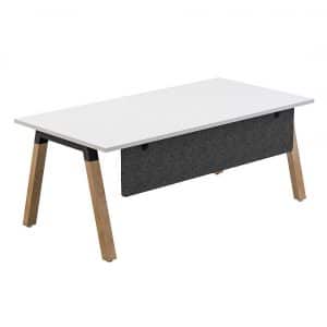 Plank Single Office Desk Oak Legs White worktop with Modesty panel Xchange Design Australia