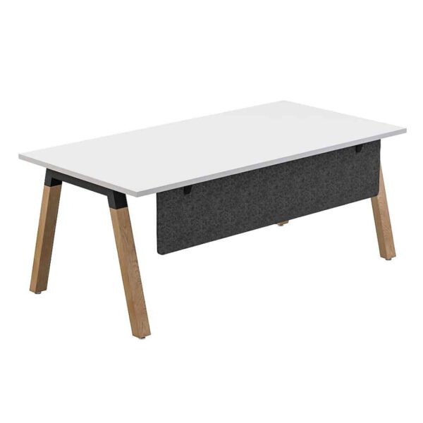 Plank Single Office Desk Oak Legs White Worktop With Modesty Panel Xchange Design Australia