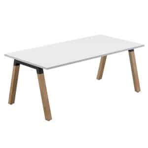 Plank Single Sided Office Desk Oak Legs White Worktop Xchange Design Australia