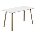 Plank Standing Height Table Rectangle Oak Legs White top Xchange Design Australia