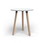 Plank Standing Height Table Round Oak Legs White top Xchange Design Australia