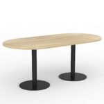 Twin Disc Base Meeting Table Black Disc Base Oak Top Xchange Design Australia