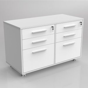Network Mobile Double Sided 3 Drawer Caddy Unit White Melamine