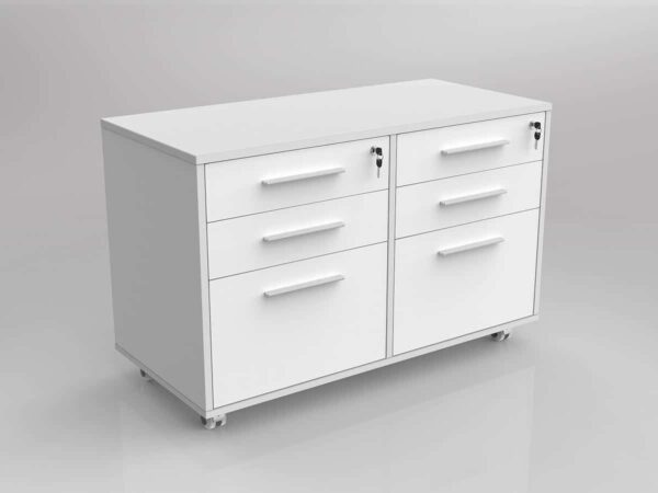 Network Mobile Double Sided 3 Drawer Caddy Unit White Melamine
