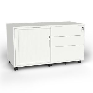 Network Mobile Tambour Drawer Caddy Unit Steel Left Hand White