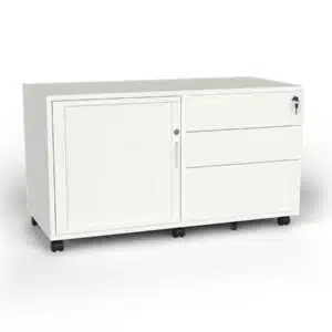 Network Mobile Tambour Drawer Caddy Unit Steel Left Hand White
