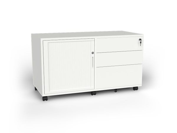 Network Mobile Tambour Drawer Caddy Unit Steel Left Hand White